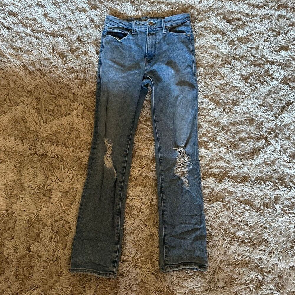 Good American distressed straight leg jeans 2/26